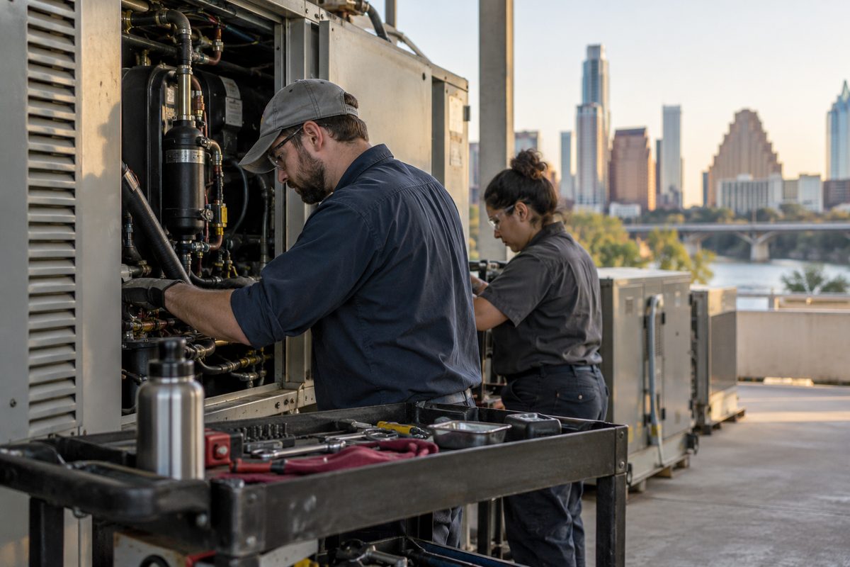 Maintenance crew preparing equipment during an access window